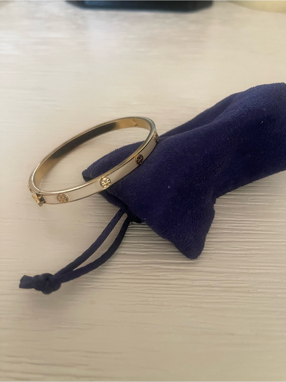 Tory Burch Gold-Tone Logo Accent Bangle Bracelet
